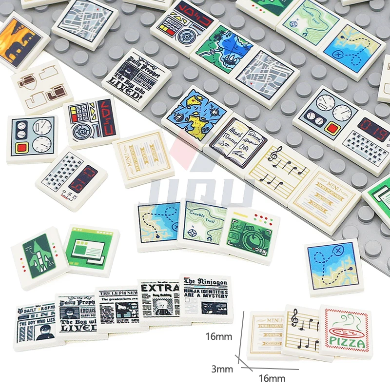 3068 Tile 2x2 Light Panel Printed Instrument Screen Newspaper Map Upscale Restaurant MOC Particle Building Blocks Idea Toys Gift