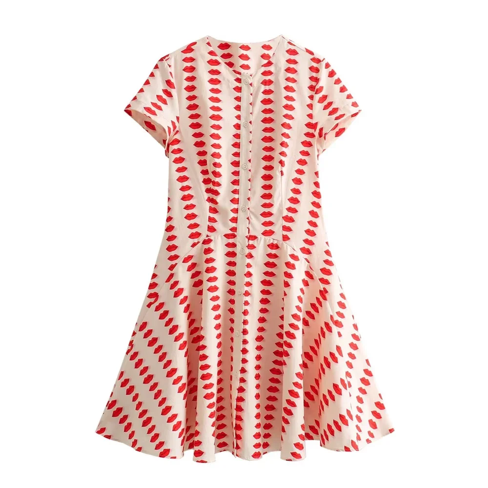 

LIBIELIY LIBIELIY 2025 Spring/Summer New European And American Fashionable And Stylish Style Slim Fit Print Skating Dress