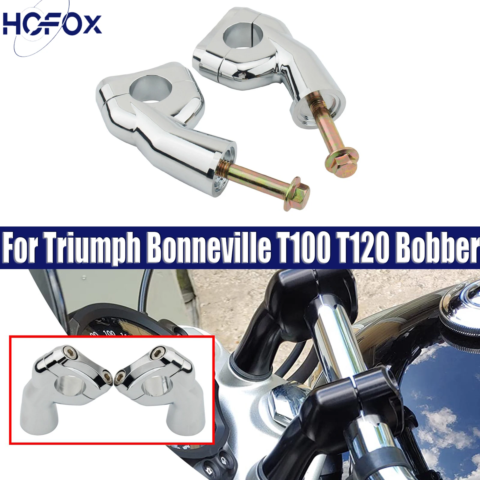 

For Triumph Bonneville T100 T120 Bobber Motorcycle Accessories Handlebar Bar Riser Clamps Adapter Speed Twin Black Raise