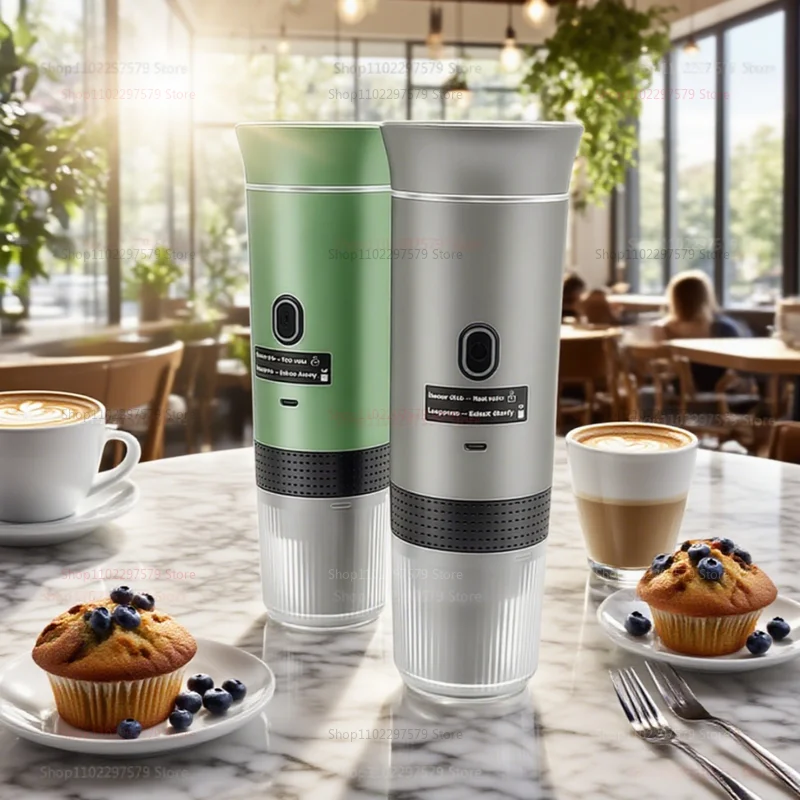 3-in-1 Electric Wireless Heating Coffee Machine Fit for Coffee Capsule/Powder Travel Coffee Maker for Car & Home Camping Travel