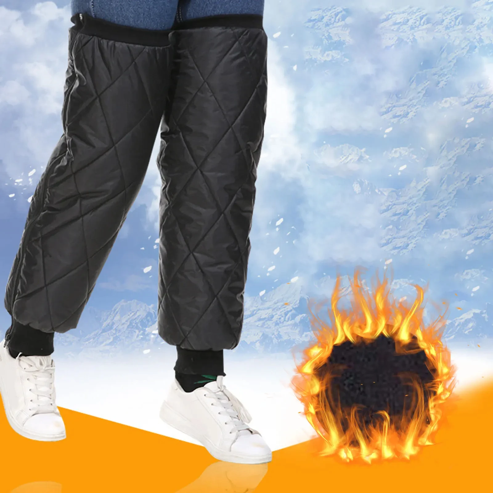 Winter Warm Leg Sleeves Waterproof Motorcycle Knee Pads Zipper Leg Warmer Thermal Knee Brace Outdoor Cycling Leg Guards Knee Pad