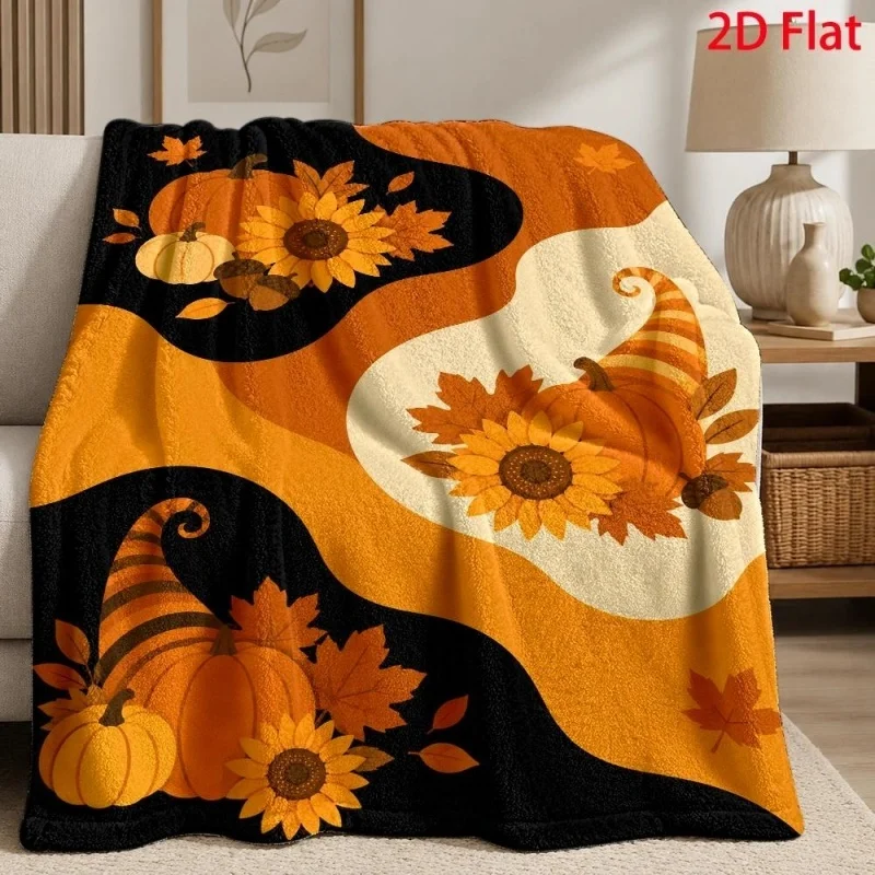 Cream Halloween Black Cat Ghost Pumpkin Flannel Throw Blanket,Bat Candy Star Witch Hat Print Soft Warm Blanket for Home Decor