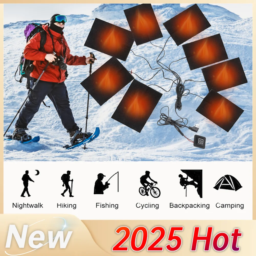 

3-уровневые нагревательные подушечки для куртки, водонепроницаемые USB-нагревательные подушечки для одежды с подогревом «сделай сам», для улицы, зимнего кемпинга, пешего туризма, катания на лыжах, велоспорта