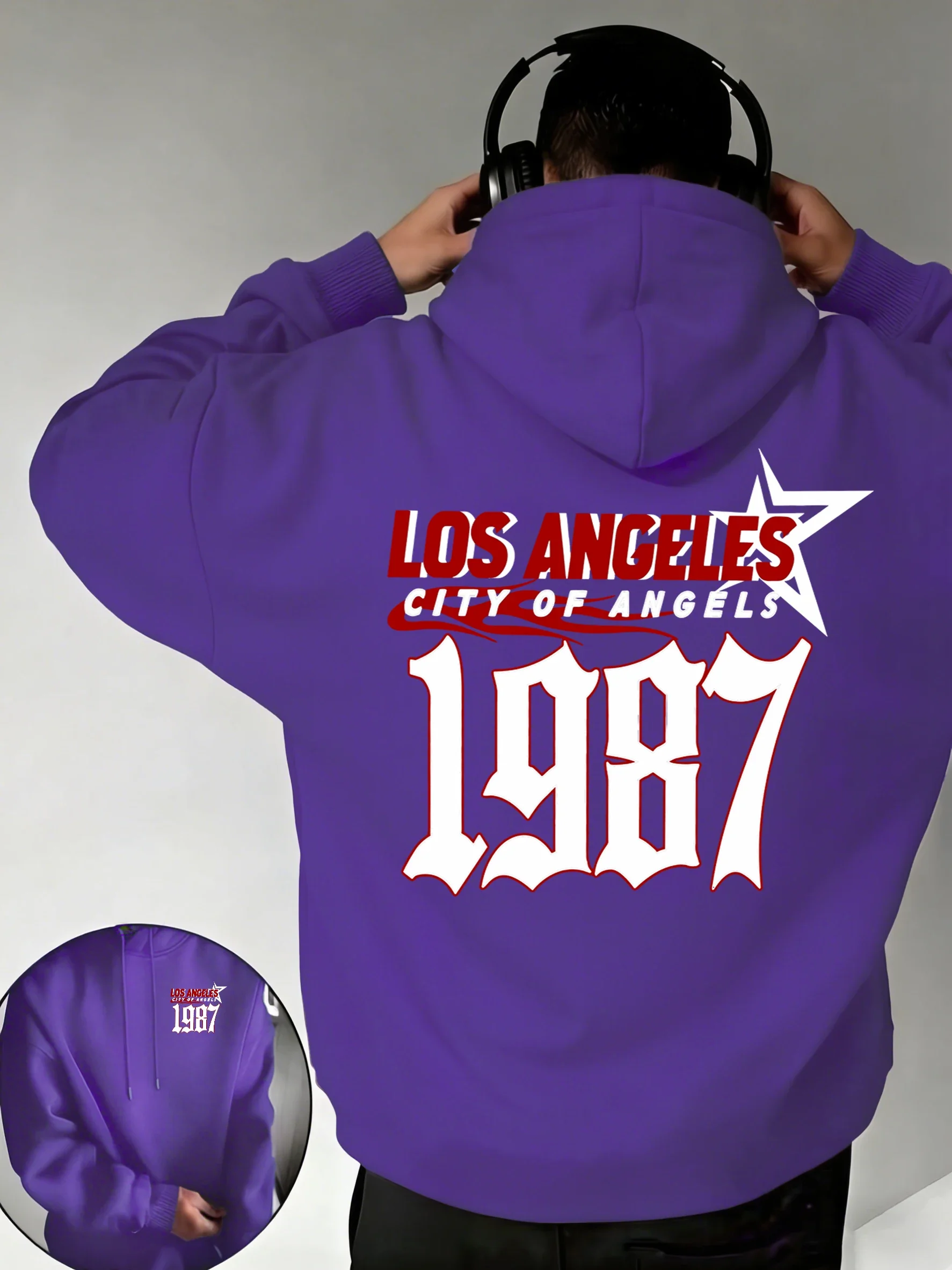 City Of Angels 1987 – sweat à capuche imprimé pour hommes, vêtements amples à la mode pour jeunes, style Hip Hop, décontracté
