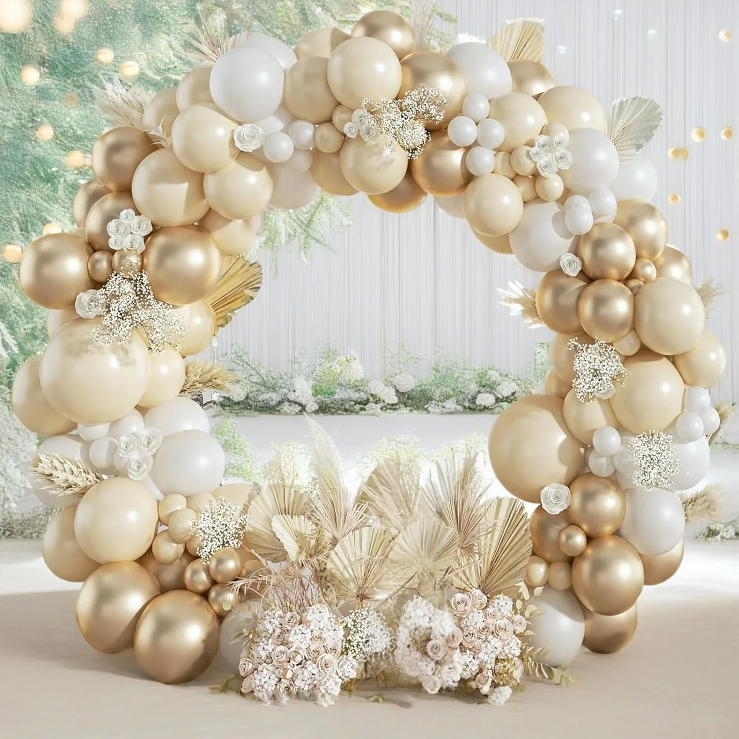 

170/112Pcs Sand White and Gold Balloon Garland Arch Kit Baby Shower Bridal Wedding Engagement Anniversary Birthday Decorations