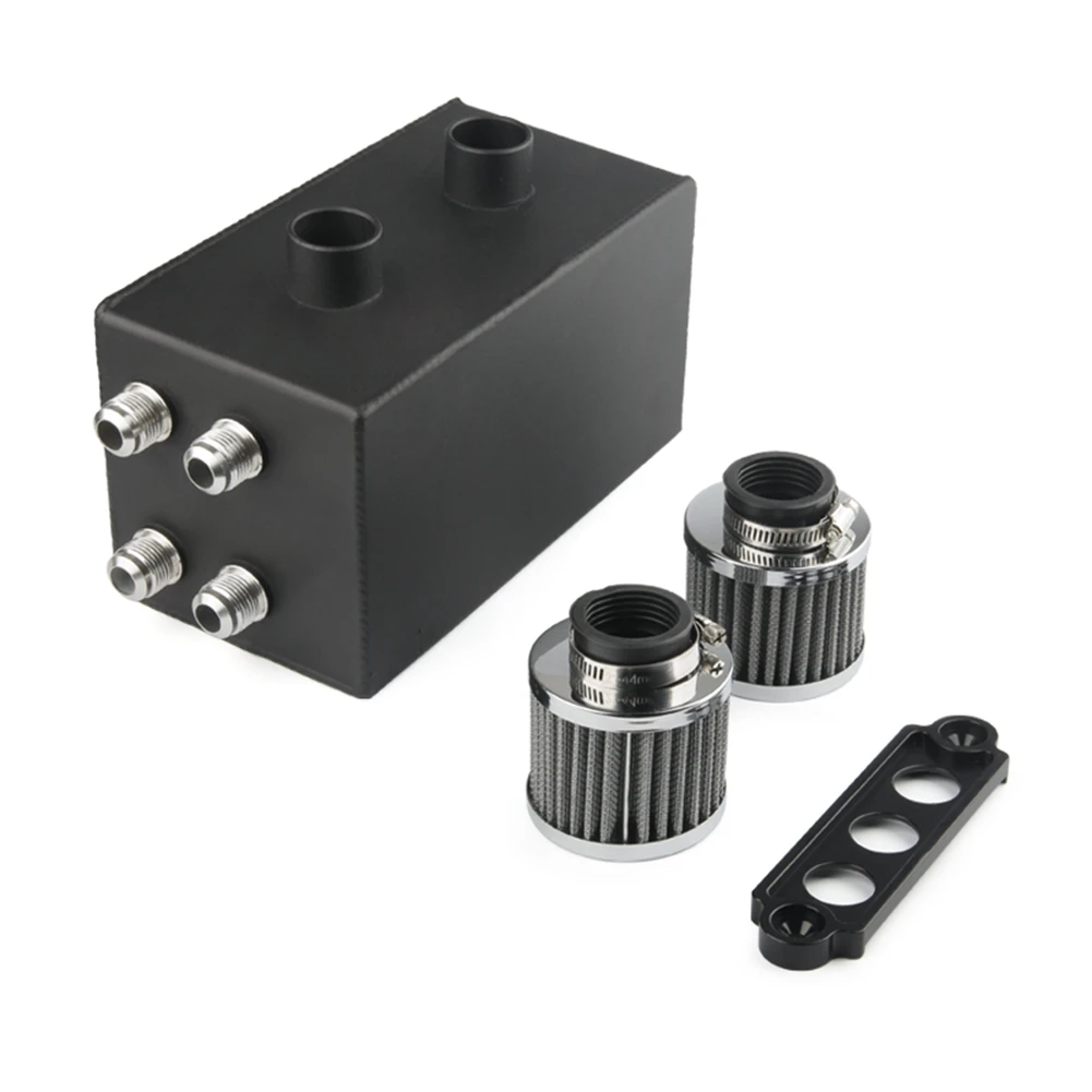 

AU63-For Honda Civic Integra EK EG DC Oil Catch Can Black Racing Breather Tank AN10 Fittings