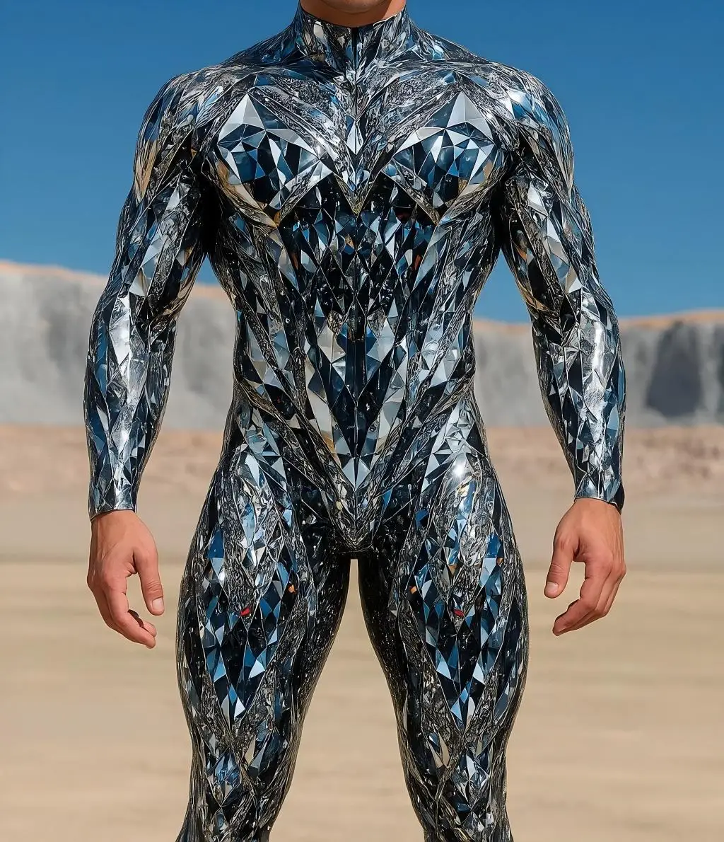 

Стимпанк 3D алмазный принт Cyber Mechanical Armor Комбинезон Косплей Боди Костюм Хэллоуин Вечерние шоу Мужской костюм зентай