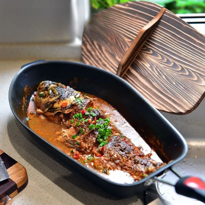 Large fish pan, special fish-shaped frying pan, commercial teppanyaki, high temperature resistance