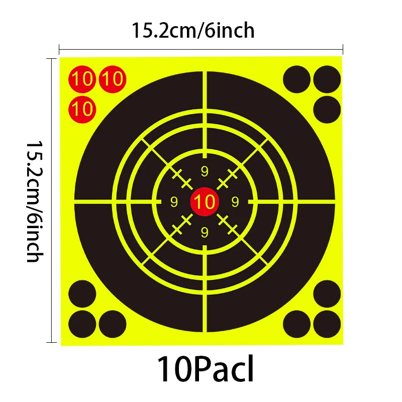 10pcs/set Self-Adhesive Splash Target Stickers Yellow Fluorescent Shooting Range Practice Targets for Gun Reaction Training