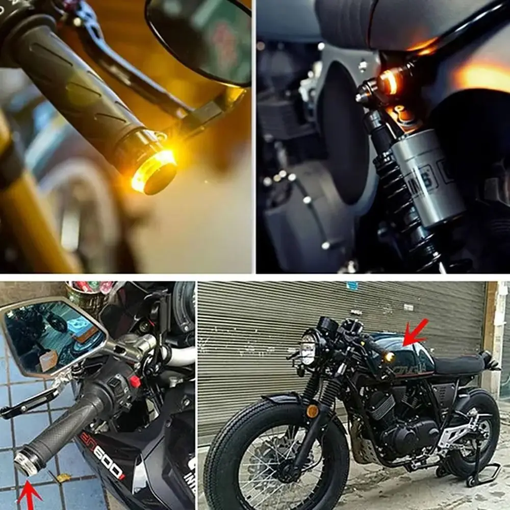 1/2Pcs Durable 12V Motorcycle Turn Signals 22mm Flashing Corner Lamp Handle Bar LED Light for Moto Handle Bar