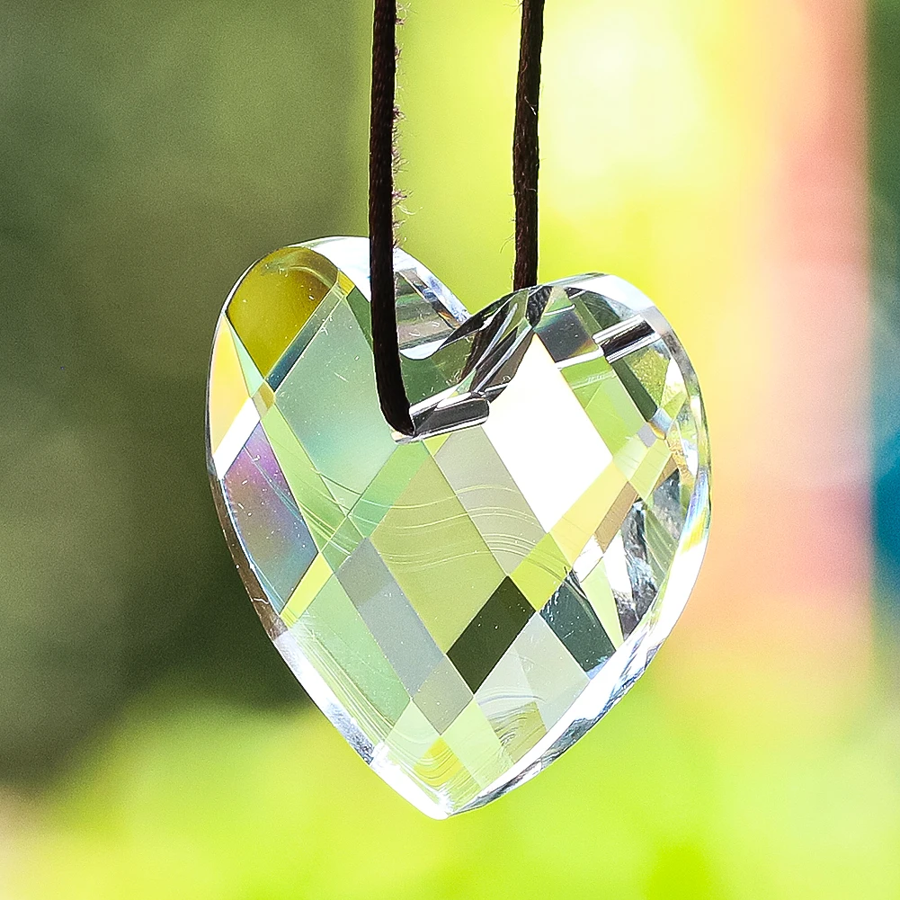 3pcs 35mm Faceted Love Heart Glass Prism Crystal Decor Suncatcher Pendants for Chandeliers Christmas