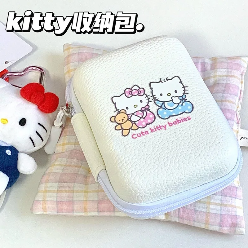 

Милая сумка для хранения Hello Kitty для девочек, дорожная портативная кожаная мини-сумка для хранения косметики, мультяшная сумка с защитой от падения Ccd, подарок для вечеринки другу