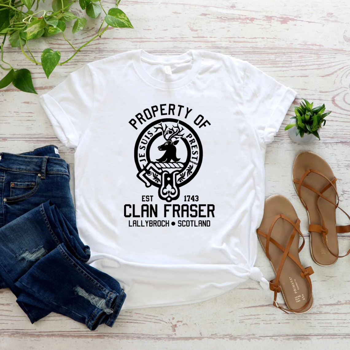 

Property of Clan Foster T Shirts Outlander Book Series T-Shirt Jamie Fraser Sassenach T Shirt Tv Show Tops Vintage Casual Tees