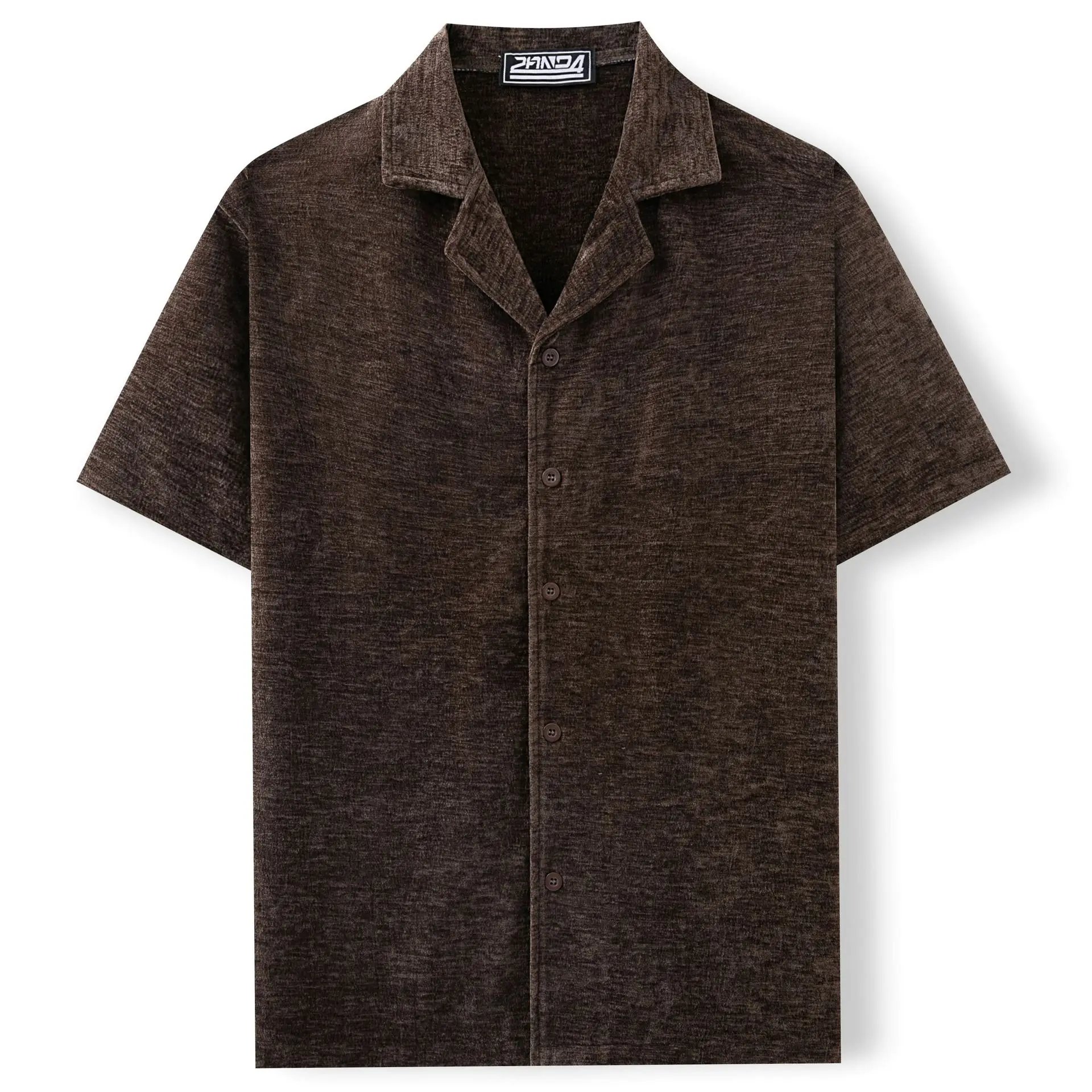 

Casual Men's Short Sleeve Shirt Velvet Fabric Cuban Collar Street Style Fashion Polyester Material Plain Color Summer Shirt