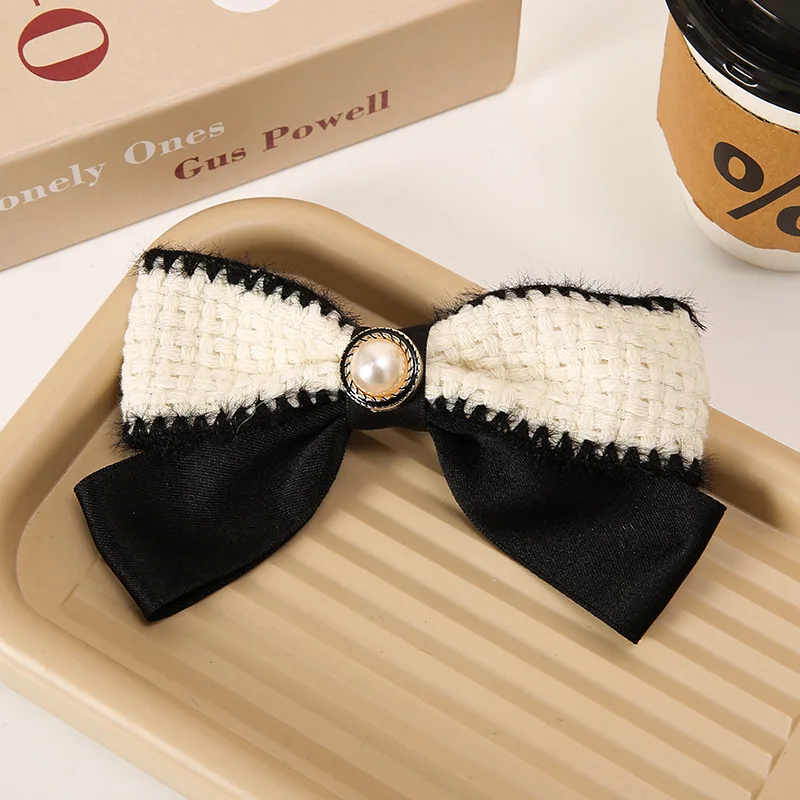 luxury jewelry autumn winter bowknot hairpin female head one-word clip spring clip elegant Hair Accessories for girl