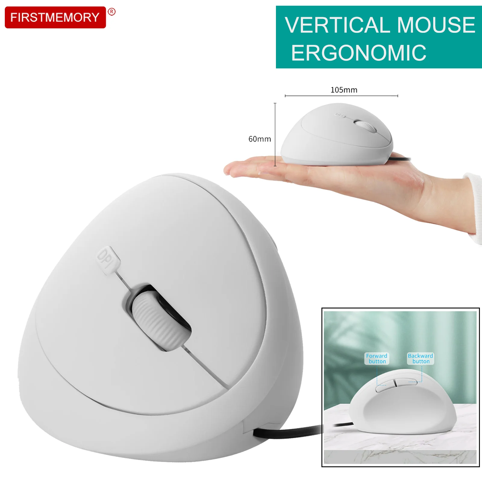 

Ergonomic Vertical Wired Mouse 4 Button 800/1200/1600 DPI USB Computer Mouse Gamer Office Mice Wrist Healthy Mause For Laptop PC