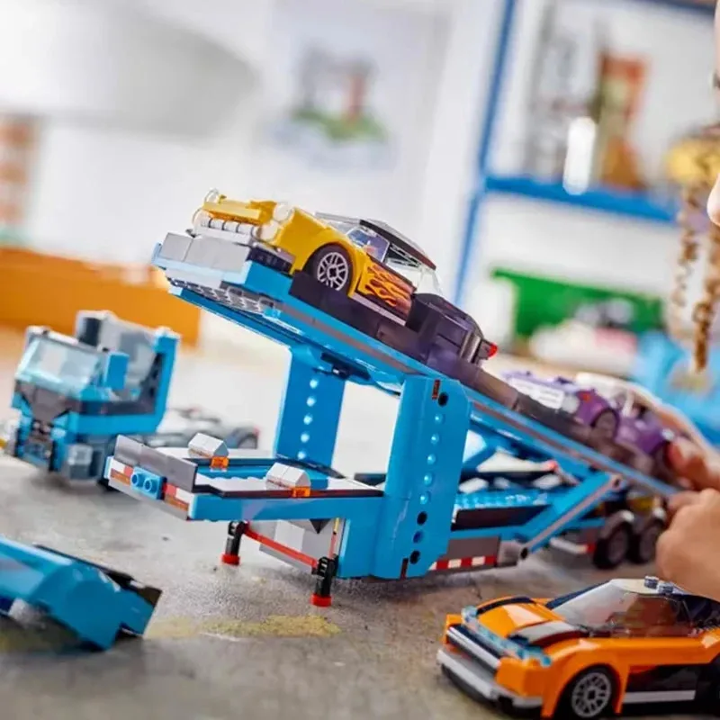 Zestawy MOC kompatybilne z innymi markami, seria City, klocki konstrukcyjne, dwupoziomowy samochód sportowy, pojazd transportowy, zabawka dla dzieci, prezent.