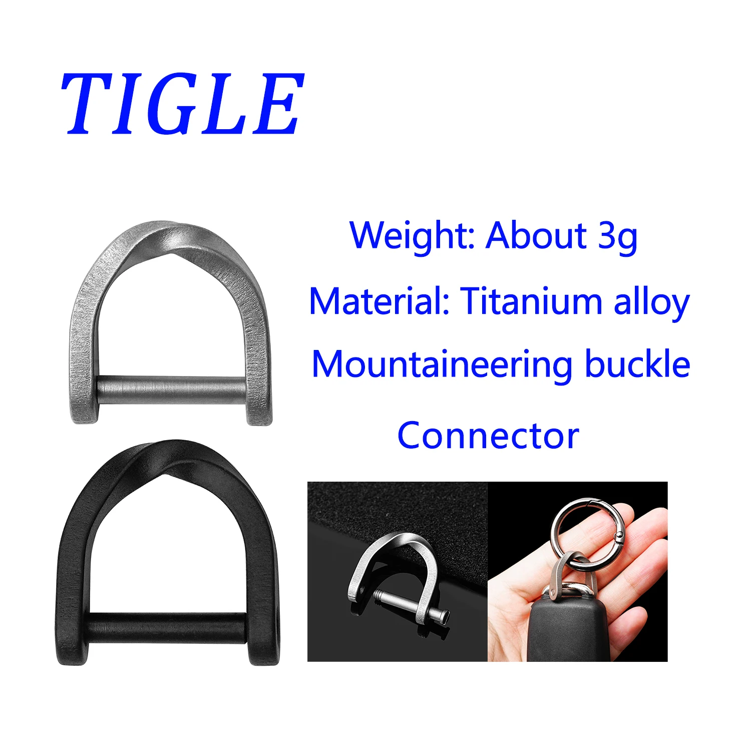 

TIGLE Titanium Alloy Keychain Mountaineering Buckle Connector Removable With Screwdriver Outdoor EDC Small Tool