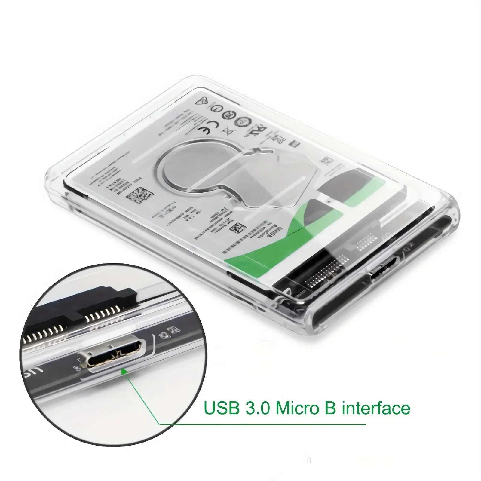 USB3.0 External HDD Case 5Gbps 2.5 Inch Transparent Hard Disk Case SATA HDD SSD Storage Case for Laptop PC without SSD