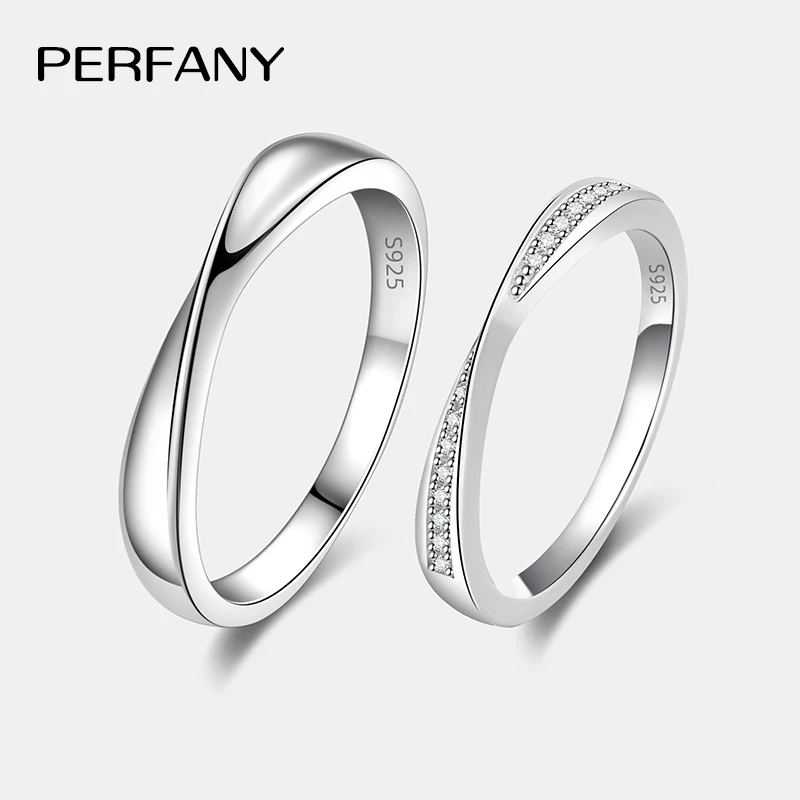 PERFANY S925 Pure Silver Moissanite Ring for Women Men Couple Ring Fashion Wedding Jewelry Valentine's Day Gift