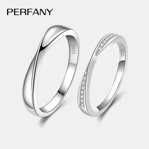PERFANY S925 Pure Silver Moissanite Ring for Women Men Couple Ring Fashion Wedding Jewelry Valentine's Day Gift