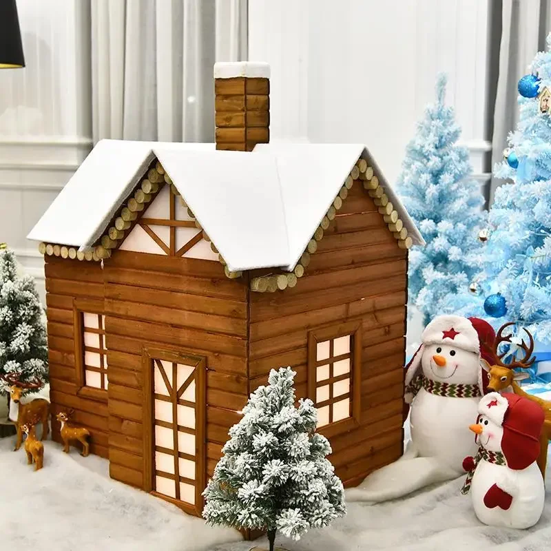 Christmas decoration large snow house ornaments festive atmosphere scene arrangement