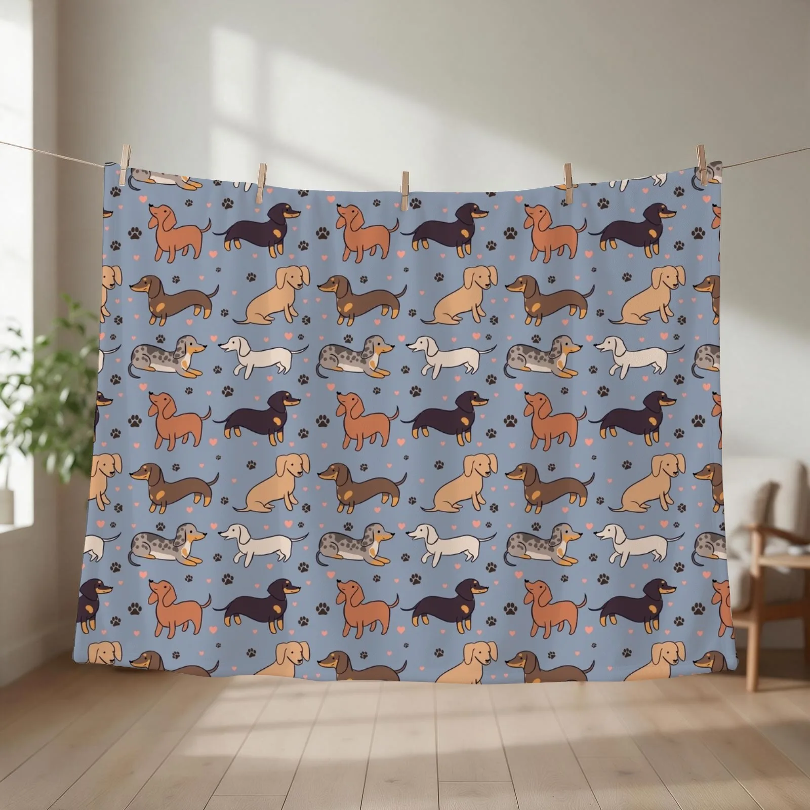 Dachshund - a cute cartoon dachshund dog pack illustration pattern for dachshund owners Throw Blanket Polar Beautifuls Blankets