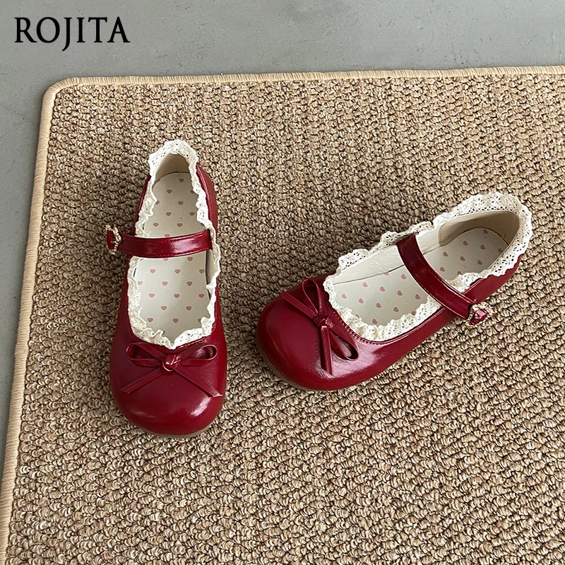 

Girly Heart Bow Mary Jane Shoes for Girls Little Flower Bud 2025 Spring New Lolita Small Leather Solid Color Shoes for Women