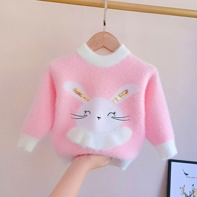 Tional Girl girls Cashmere Knitted Sweater Cartoon Pattern Autumn Winter Wear