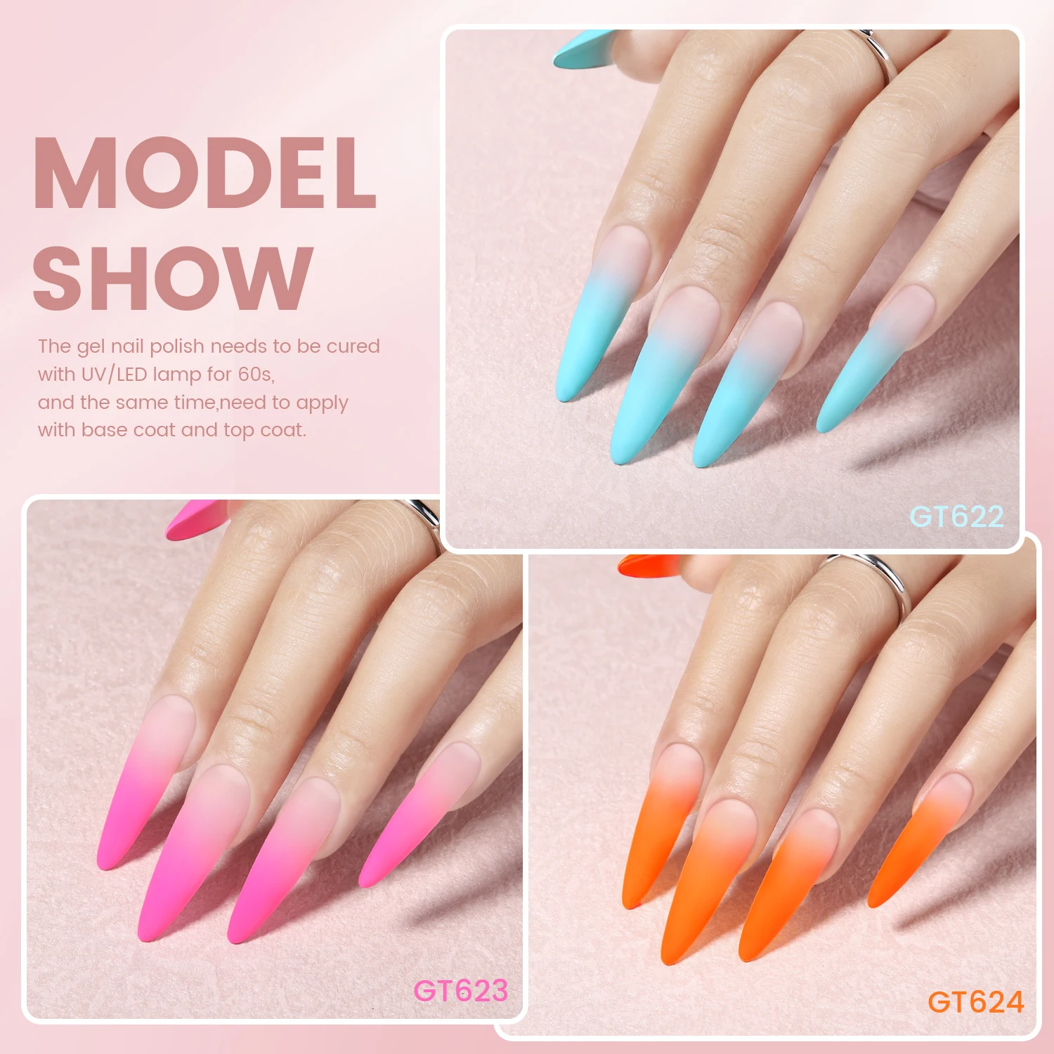 YOKEFELLOW GleamTap Cushion Ombre Painting Gel Schwämme Neon-Orange Hochpigmentiertes No-Wipe Gradient Pat Pat Gel Polish GT624 – Detail 12