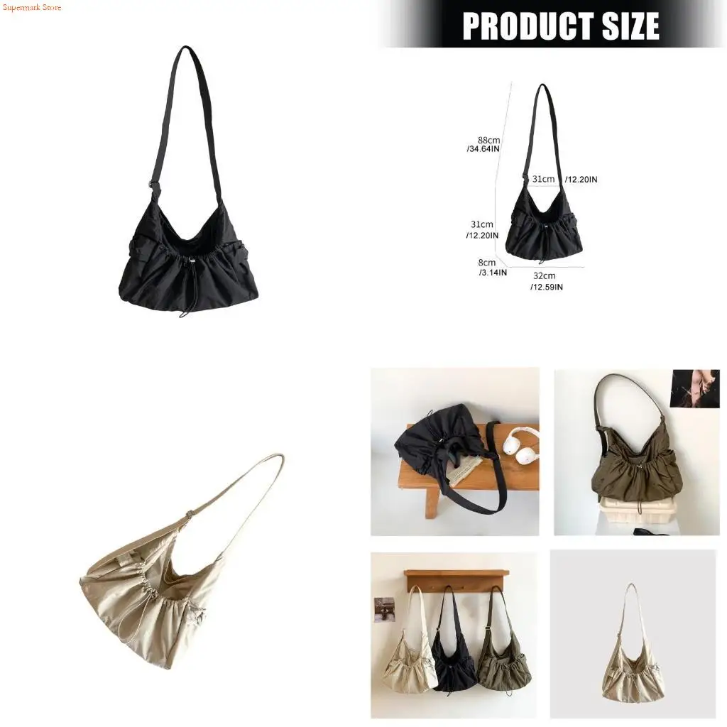 

Q5WE Textured Autumn Winter Handbag Spacious Compartments Nylon Shoulder Bag