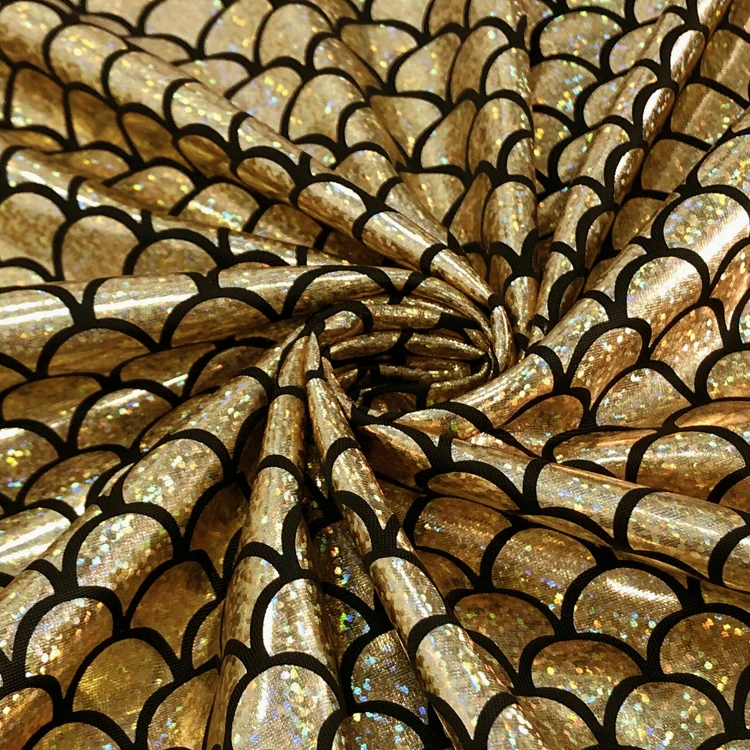 50x150cm Bronzing Decoration Mermaid Fabric DIY Stage Cosplay Costume Dance Shiny Stretchy Swimsuit Material by half meter