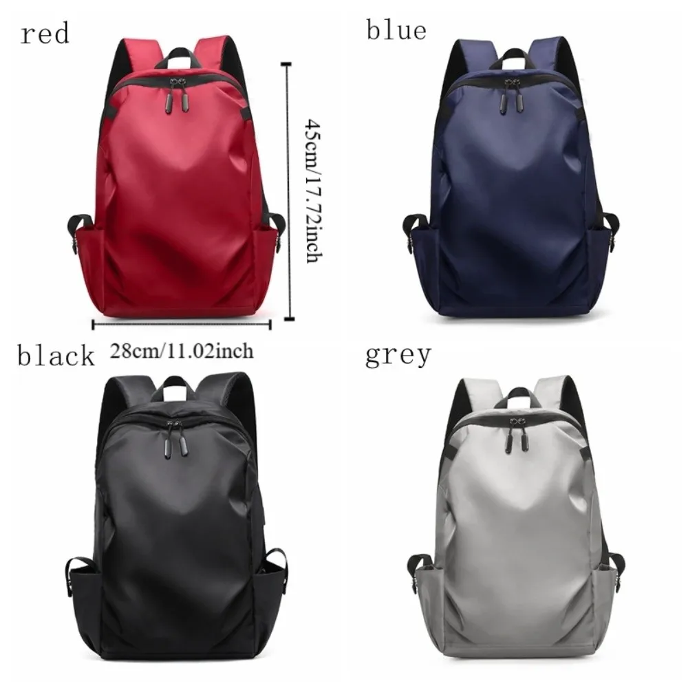 Simple Bag Large-capacity Student School Bag Breathable Fashionable Solid Color Backpack Nylon Multi-pocket Men Backpack Work