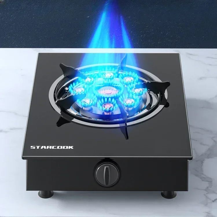 

Liquefied Gas Stove with Explosion-proof Tempered Glass, Flameout Protection and Single Stainless Steel Burner for Household Use