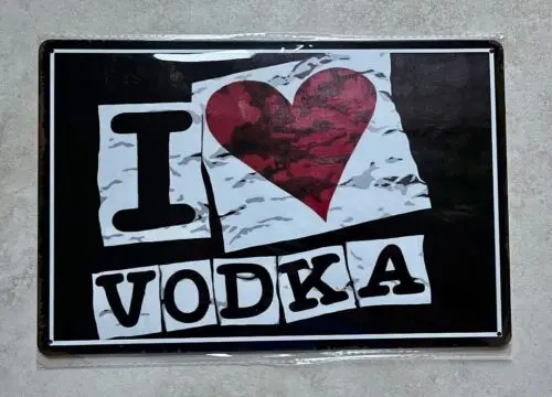 I LOVE VODKA METAL SIGN BAR MAN CAVE PUB PARTY COCKTAIL 20x30cm