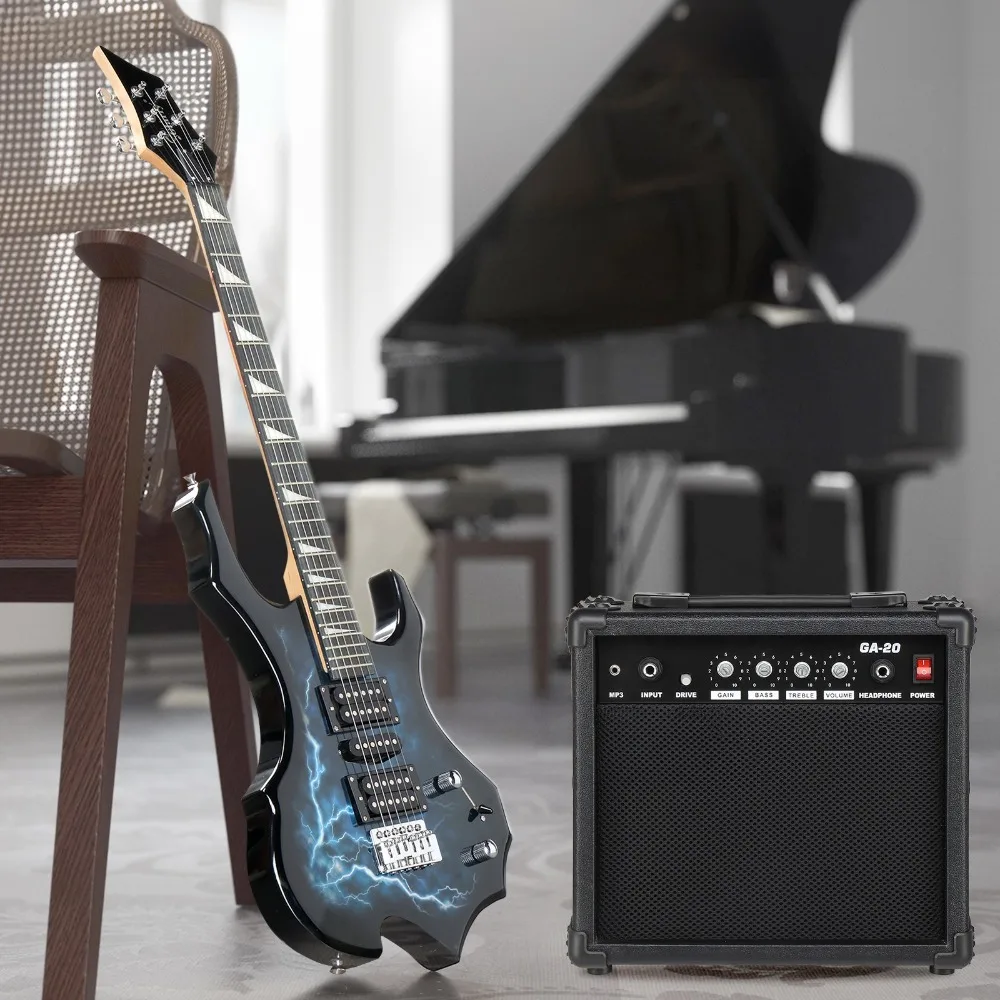 39in النار الملتهب الغيتار الكهربائي الفرقة المدرسية الزيزفون مع 20W AMP