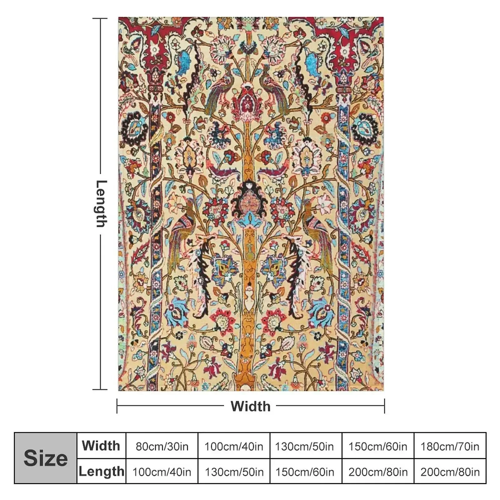 Tehran Antique Silk Persian Carpet Print Throw Blanket Hairys Blankets For Bed Luxury St Blankets