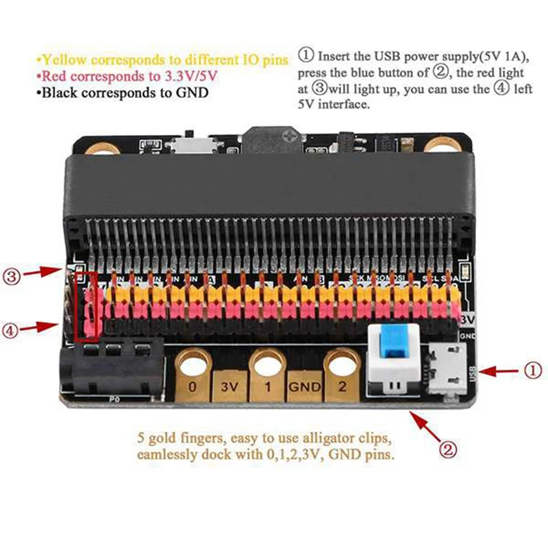 2 шт. Micro: Плата расширения бит IOBIT V2.0 Горизонтальная переходная пластина Microbit Entry для начальной и средней школы