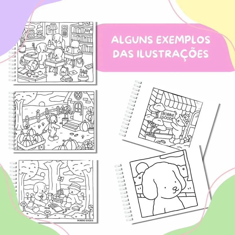 Bobbie Goods A5 Libro para colorear Actividad de dibujo creativa con encuadernación en espiral trasera dura Diversión para niños Adolescentes Adultos