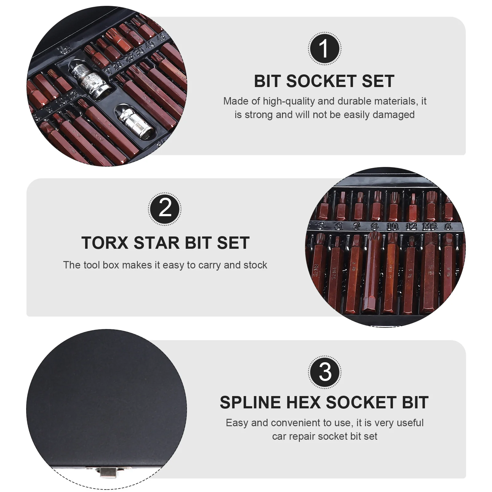 

40Pcs Automobile Repair Bit Socket Set Star Spline Hex Multifunctional Car Repair Tool Kit Portable Compact Storage Case