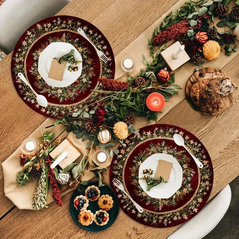 VIKAMA 4-Piece Christmas Placemat Set for Family Gatherings Home Dinners and Holiday Parties Table Decor and Accessories
