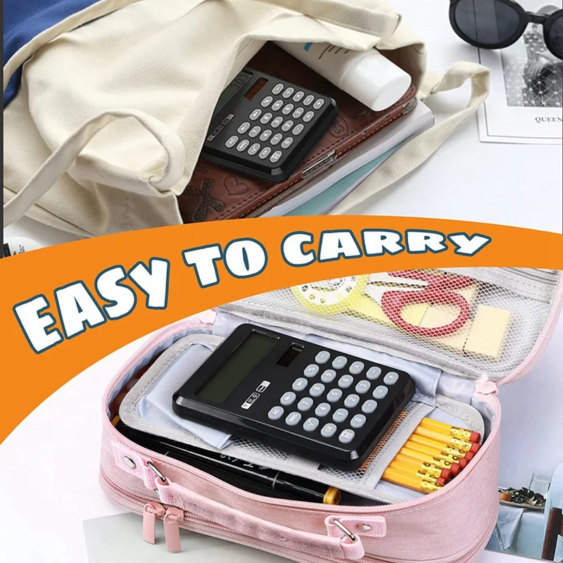 Bolso Calculadora Solar e Bateria, 12 Dígitos, Desktop, Dual Power, Office, Home