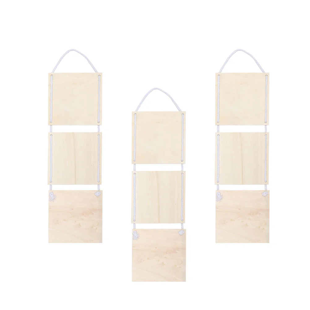 3 Pcs Blank Wood Hanging Board DIY Drawing Display Hanger Blank Pendant for Home Store Hotel DIY Painting Craft (Three Piece Boa