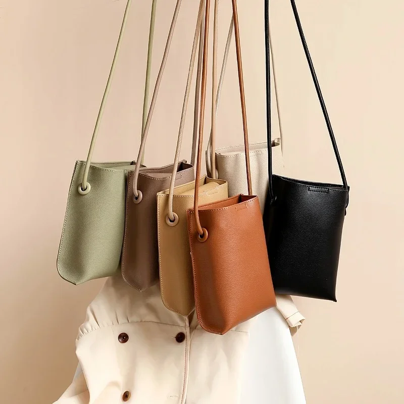 Korean Version Small Fresh Crossbody Bag Simple Casual Vertical Mobile Phone Bag Fashionable Forest Style Artistic Shoulder Bag