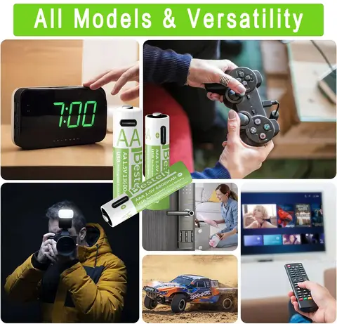 BaKKiter 1.5V AAA 6800mAh/ AA 13600mAh रिचार्जेबल लिथियम-आयन बैटरी फ़ास्ट चार्जिंग Li-ion बैटरी 2000 साइकिल / USB-C केबल 8 best sales लिथियम बैटरी - №6