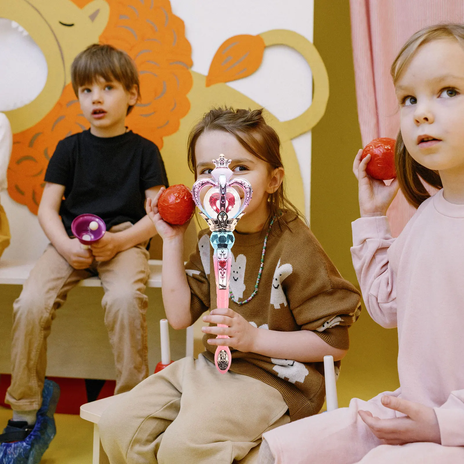 1 قطعة عصا الموسيقى للفتيات تضيء عصا دوارة متوهجة وظيفة موسيقية آمنة زي اكسسوارات حفلة تفضل المرحلة