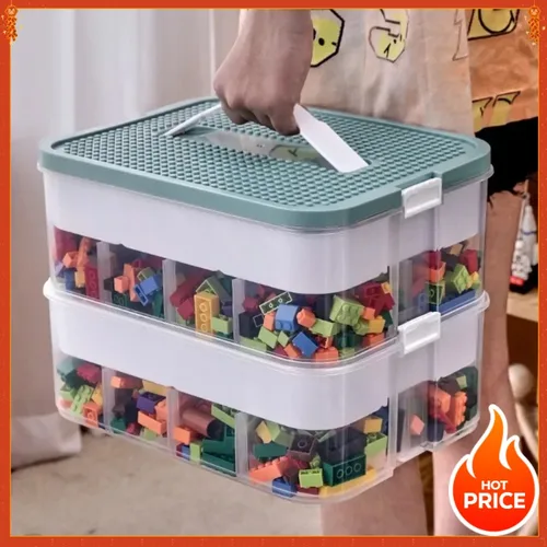 Caja de almacenamiento apilable LegoClassified para niños, cajas de almacenamiento de plástico transparentes a prueba de polvo y humedad