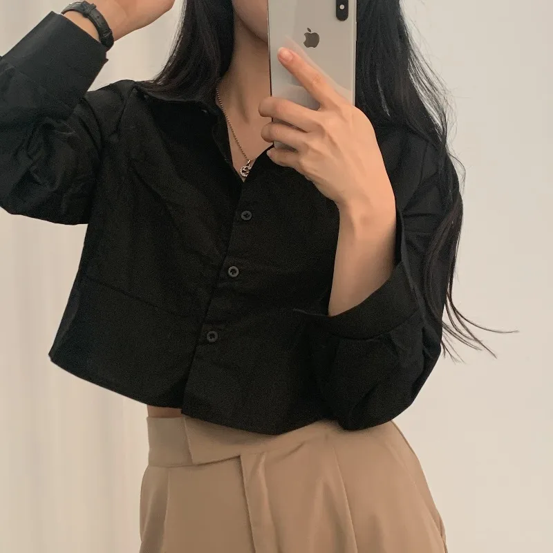 

Chic Casual Pure Color Long Sve ort irt Collar Loose Women's Top Commute Sle Polyester Fiber 2023 Autumn Collec...