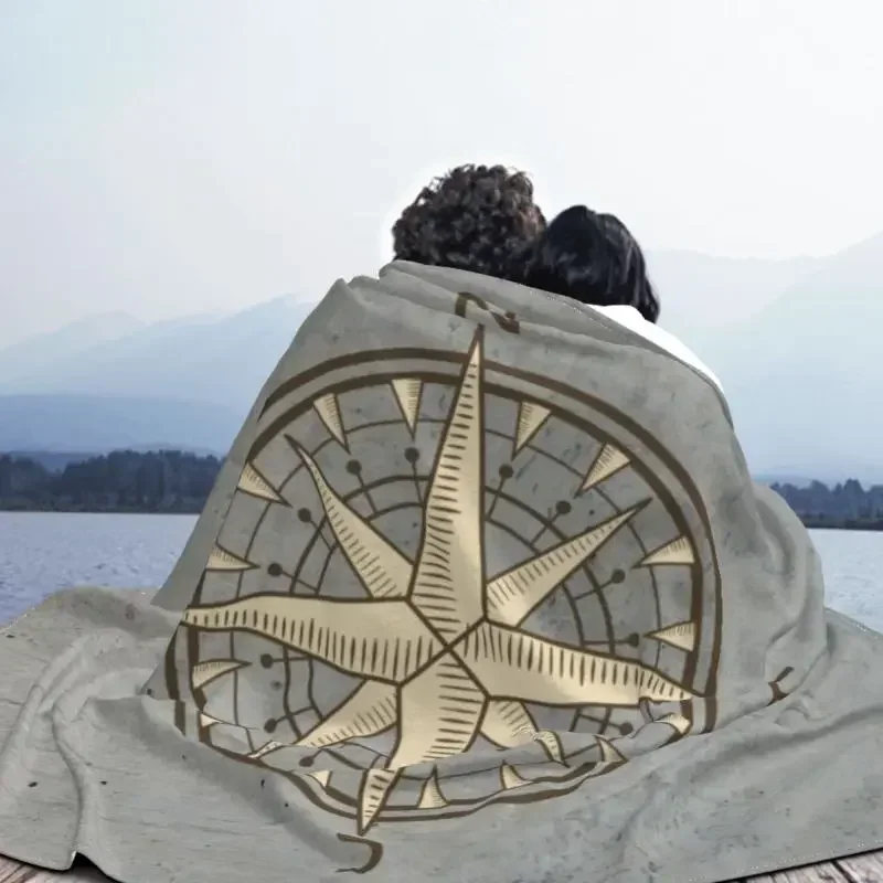 

3d Print Gray Compass Blanket Warm Fleece Soft Flannel Nautical Sailing Sailor Throw Bedding Sofa Outdoor Blankets