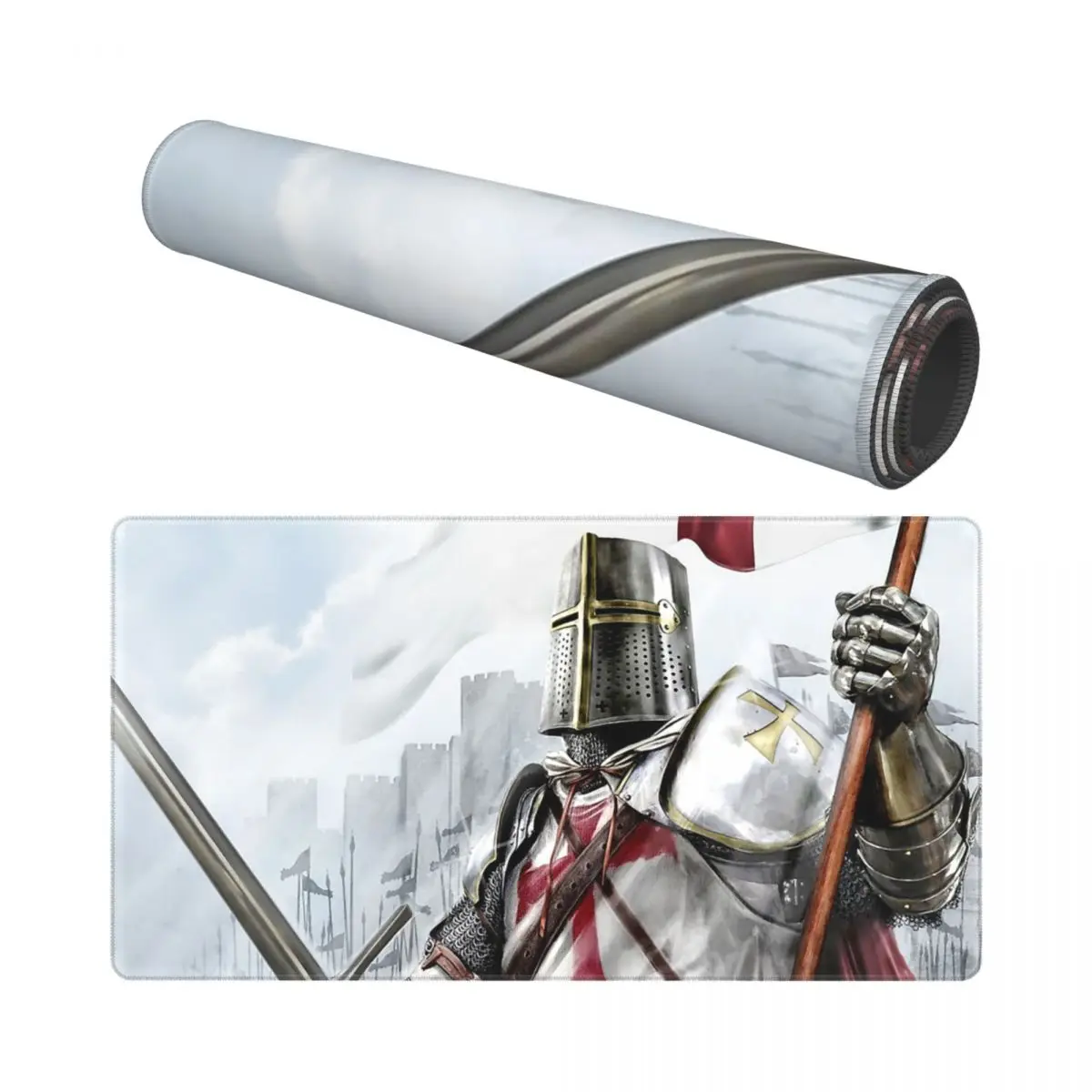 Knights Templar Office Carpet Mousepad Medieval Cross Broadsword Flag Crusader 900x400 Gaming Non-Slip Rubber Gamers Mouse pad